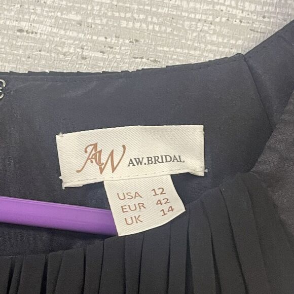 AW Bridal Womens  Sleeveless Dress Black Sz 12 zipper is broken, needs replaced - Picture 3 of 10
